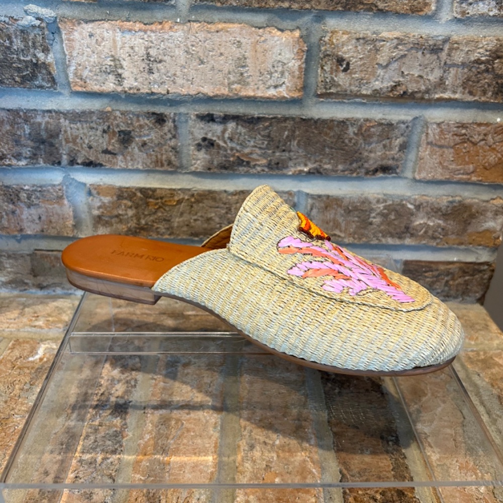 Farm Rio Tropical Beaded Raffia Mule - Size US 11 - Picture 7 of 9